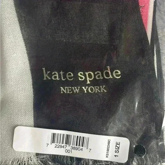 Kate Spade Dance Floor Oblong Scarf in Black/White NWT - Picture 4 of 5